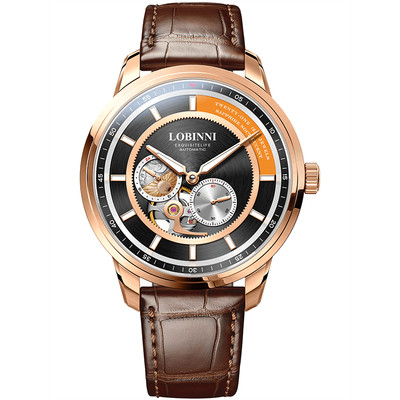 Đồng hồ nam chính hãng Lobinni LB9017G-D2 Kính chống xước,chống nước 50M,BH 24 tháng,máy cơ Automatic),mặt trắng dây nâu