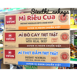  Thùng 24 Gói Mì riêu Cua   Mì thịt bằm thật   Mì Bò Cay VIFON - 90g gói 