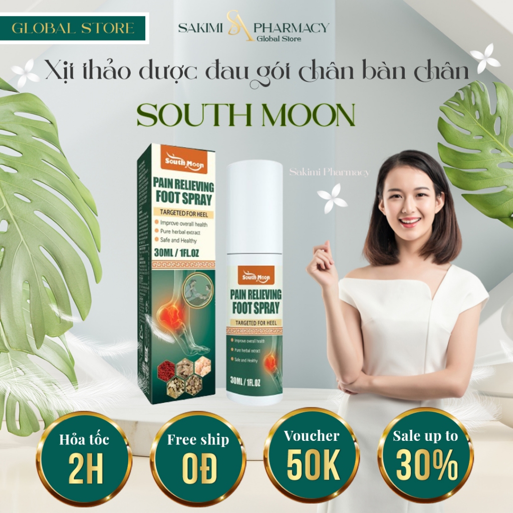 Xịt Giảm Đau Gót Chân Bàn Chân SOUTH MOON PAIN RELIEF  – Xịt Thảo Dược Pain Relieving Foot Spray SOU