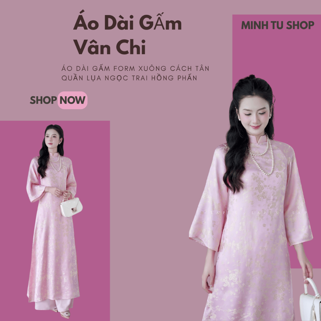 [Mẫu Mới] Áo Dài Vân Chi_Form Xuông_Minh Tú Shop