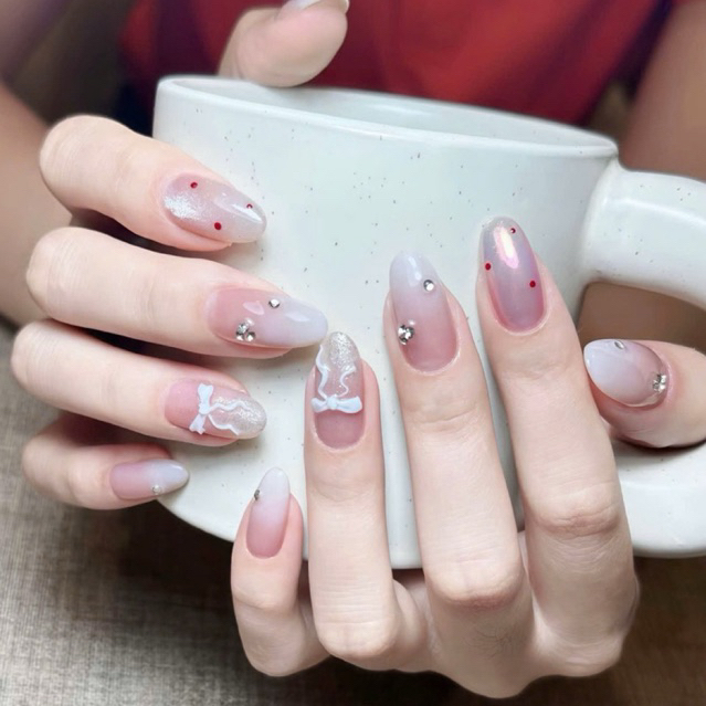 NAIL BOX TAY OMBRE PHỐI NƠ NAIL CÔ DÂU NAIL KỶ YẾU