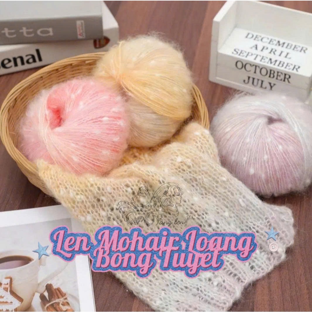 Len Mohair Chấm Bông Tuyết Loang - Cuộn 50g