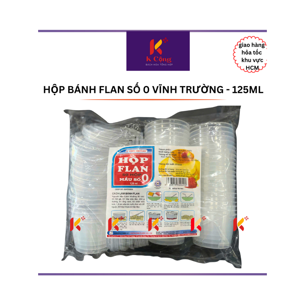 Lốc 50 Hũ/ Hộp Bánh Flan Rau Câu Hấp Bánh Vĩnh Trường Size Số 0 - 120ml