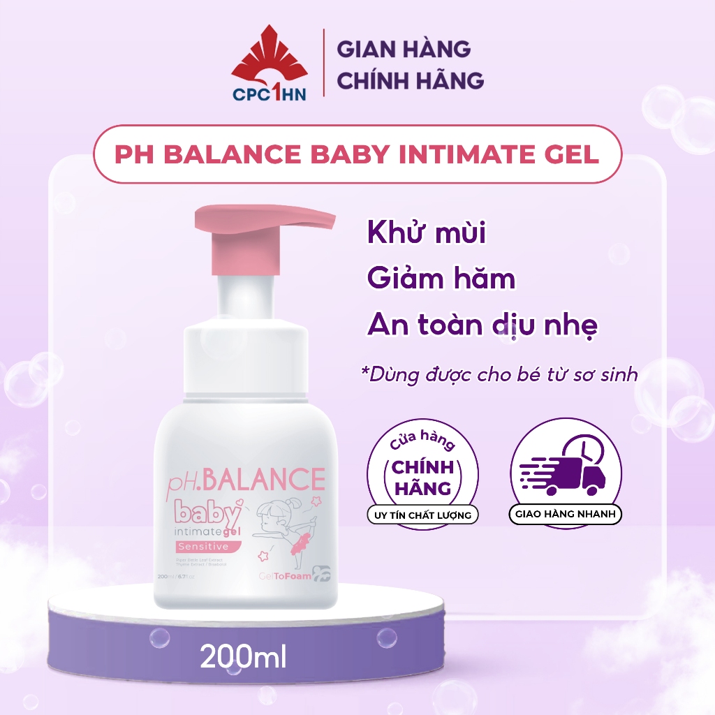 Bọt vệ sinh Cho Bé Gái Và Bé Trai pH BALANCE Baby Khử Mùi Giảm Ngứa Ngừa Hăm Tã 200ml