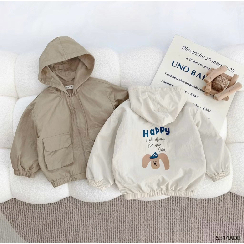 Áo khoác gió cho bé trai và bé gái - Áo khoác gió chất liệu gió tráng 2 lớp trong lót lướt siêu xinh size 10kg-35kg