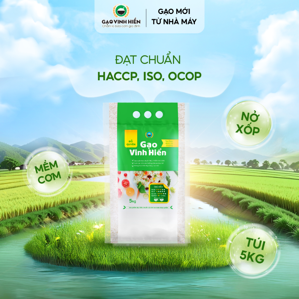 Gạo Đỗ Quyên Vinh Hiển 5kg - Mềm cơm, nở xốp - Đạt OCOP 4 SAO