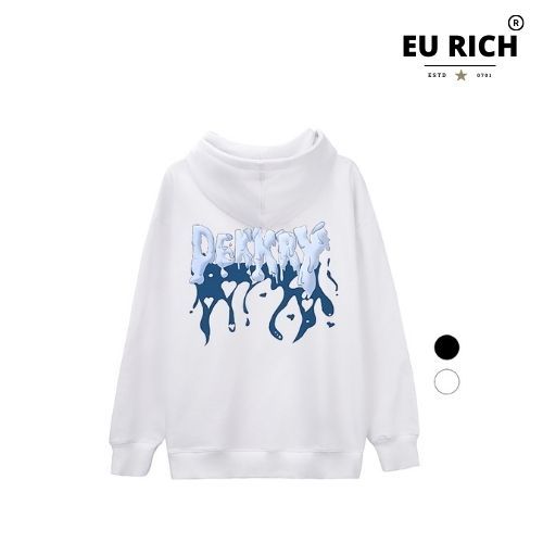 Áo Hoodie Eu Rich Premium Nỉ Dekkry Tan Chảy Lửa Xanh Frozen Flow Blue Flame
