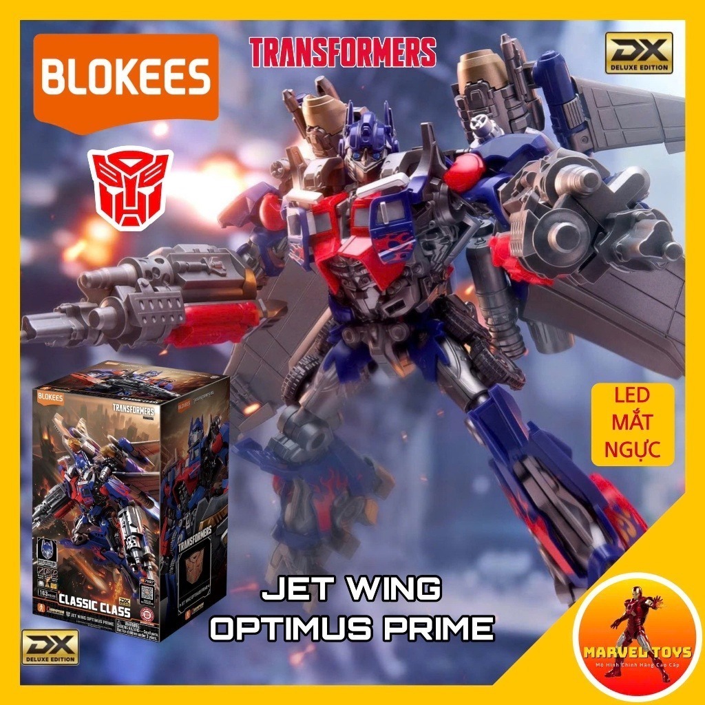Mô Hình Jet Wing Optimus Prime Blokees Transformers DX Classic Class 21 Có LED Model Kit Lắp Ráp