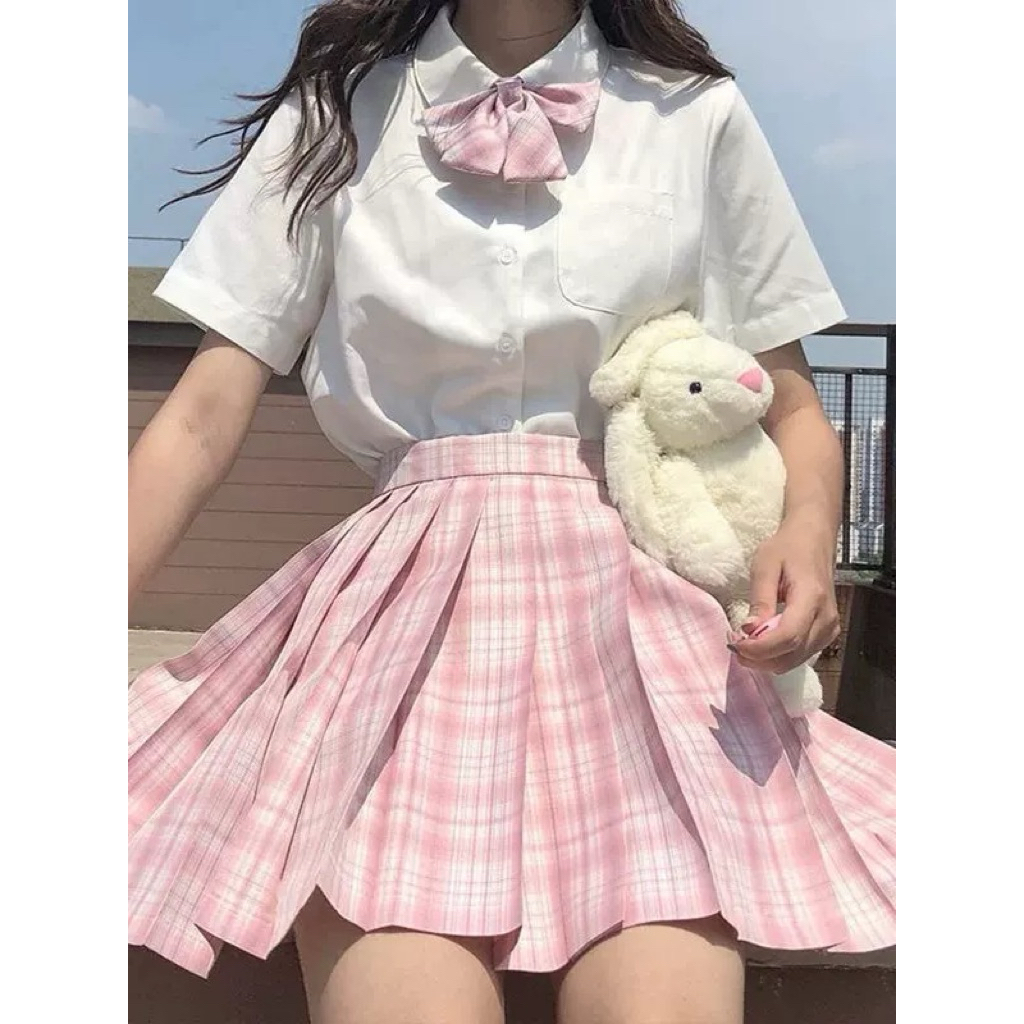 pass đồ cá nhân váy caro hồng lotita hồng caro