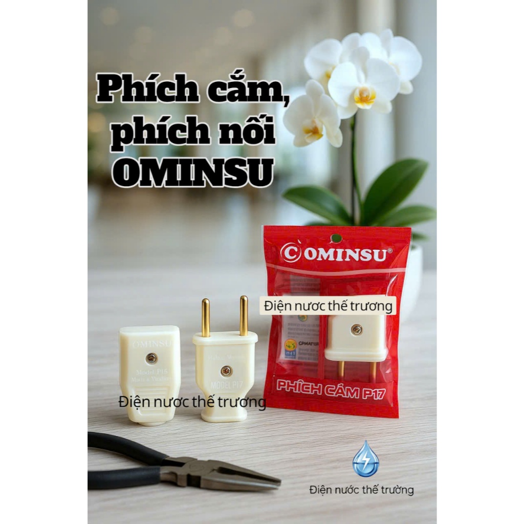 (3 CÁI ,5 CÁI )Phích cắm nối Ominsu 10A 250V Phích cắm Lioa phÍch cắm cam HUY HOÀNG - Phích Đực Phíc