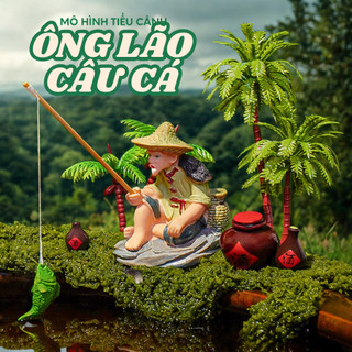 Tiểu Cảnh Ông Lão Già Câu Cá Trang Trí Hồ Cá Bể Cá Chậu Cây Tiểu Cảnh 