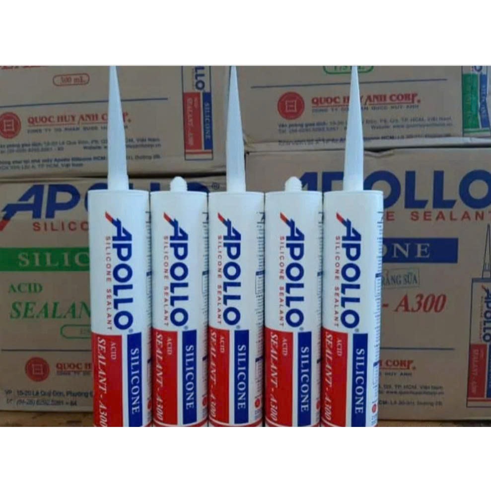 (Kho Sỉ) Thùng 25 chai Silicon Apollo A300 Chính Hãng đủ loại (trắng trong, trắng đục, đen, xám)