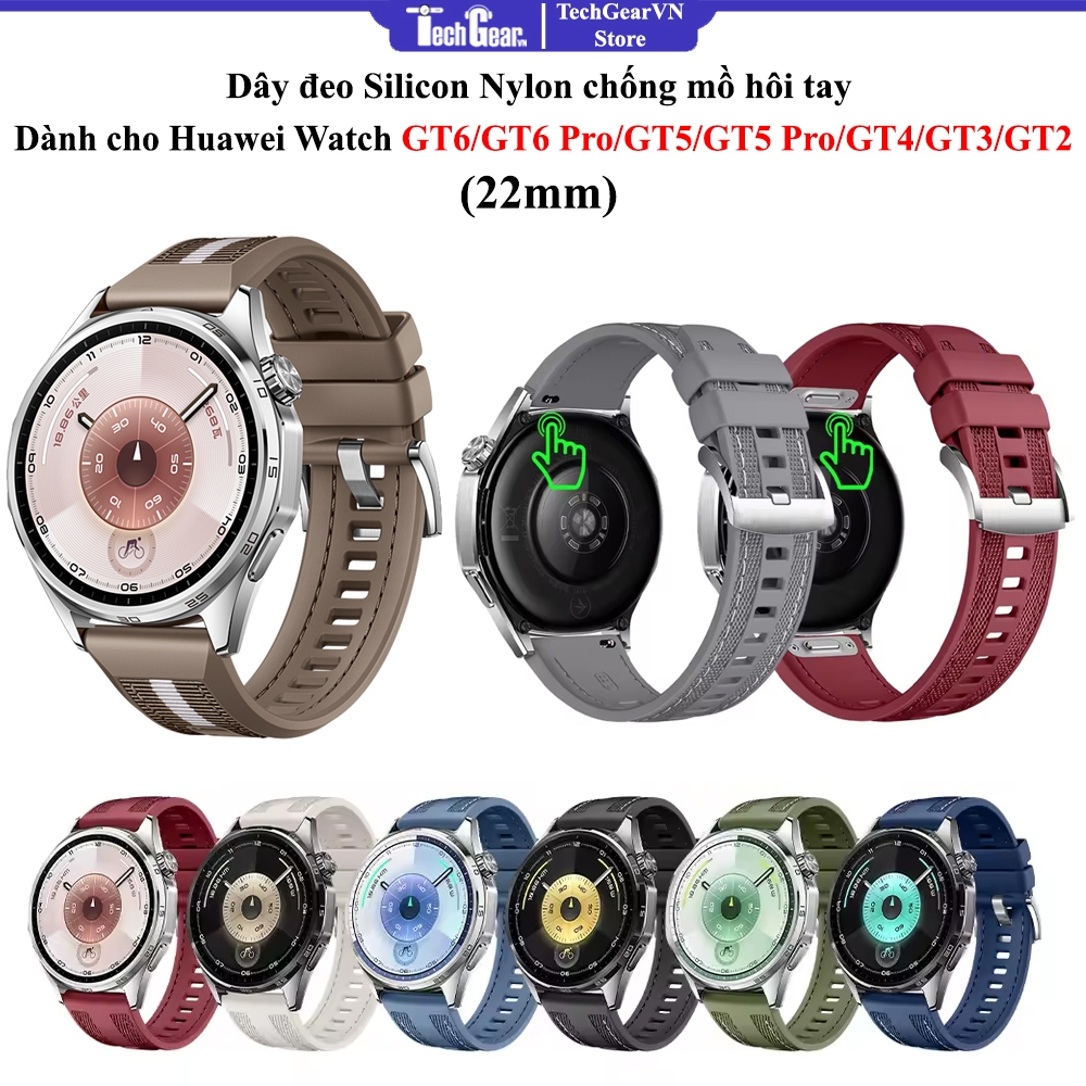 Dây đeo Silicon Nylon chống mồ hôi tay Huawei Watch GT6/Watch 5/GT5/GT4/GT3/GT3 PRO/GT2 PRO/GT2/GT2 