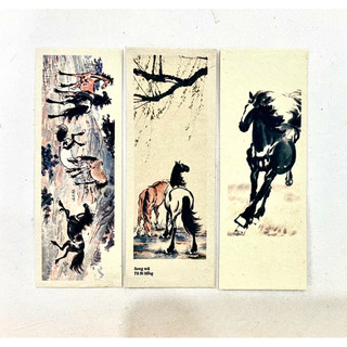 Bookmark giấy dó - Thẻ đánh dấu sách 5x15cm hình ngựa - mã đáo thành công
