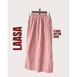 Chân váy midi nữ vải thô cotton, váy lưng thun mặc đi làm, dạo phố LAASA