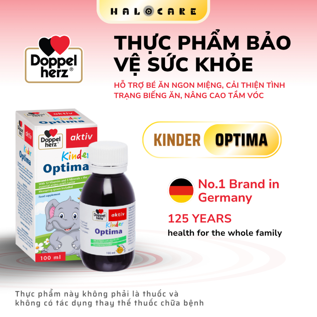 Siro ăn ngon đa dưỡng chất Kinder Optima Doppelherz cho bé-Chai 100ml hương cam hàng chính hãng