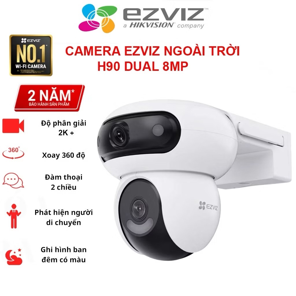 Camera WiFi  EZVIZ H90 Dual 2K+ (4MP + 4MP) 2 Mắt Ngoài Trời , Xoay 360 Độ , Đàm Thoại 2 Chiều , Ghi