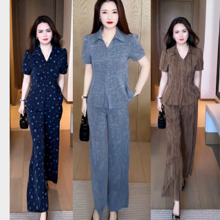  Đồ bộ trung niên nữ SANA FASHION chất LỤA PHÁP trung niên nữ quần ống rộng cao cấp HT50 