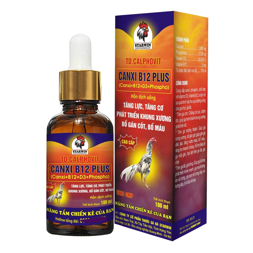 Thuốc Nuôi Canxi B12 Plus Starwin tăng lực, tăng cơ, phát triển khung xương, bổ máu