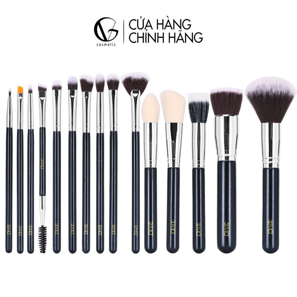 Bộ cọ trang điểm cá nhân GUVIET màu đen gồm 15 cọ kèm theo ống cắm tiện lợi | BigBuy360 - bigbuy360.vn
