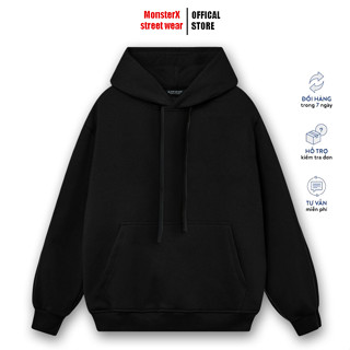  Áo hoodie Trơn màu nỉ bông nam nữ form rộng thu đông Monster X Street Basic Local Brand 