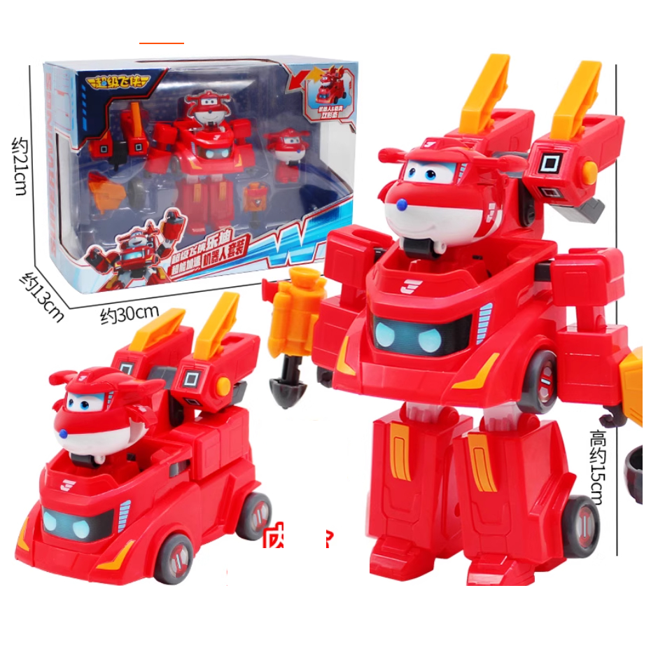 Đồ chơi trẻ em bộ xe mô hình super wings Robot Biến Hình Nâng Cấp - Jett Tia Chớp - Marty Mạnh Mẽ - 