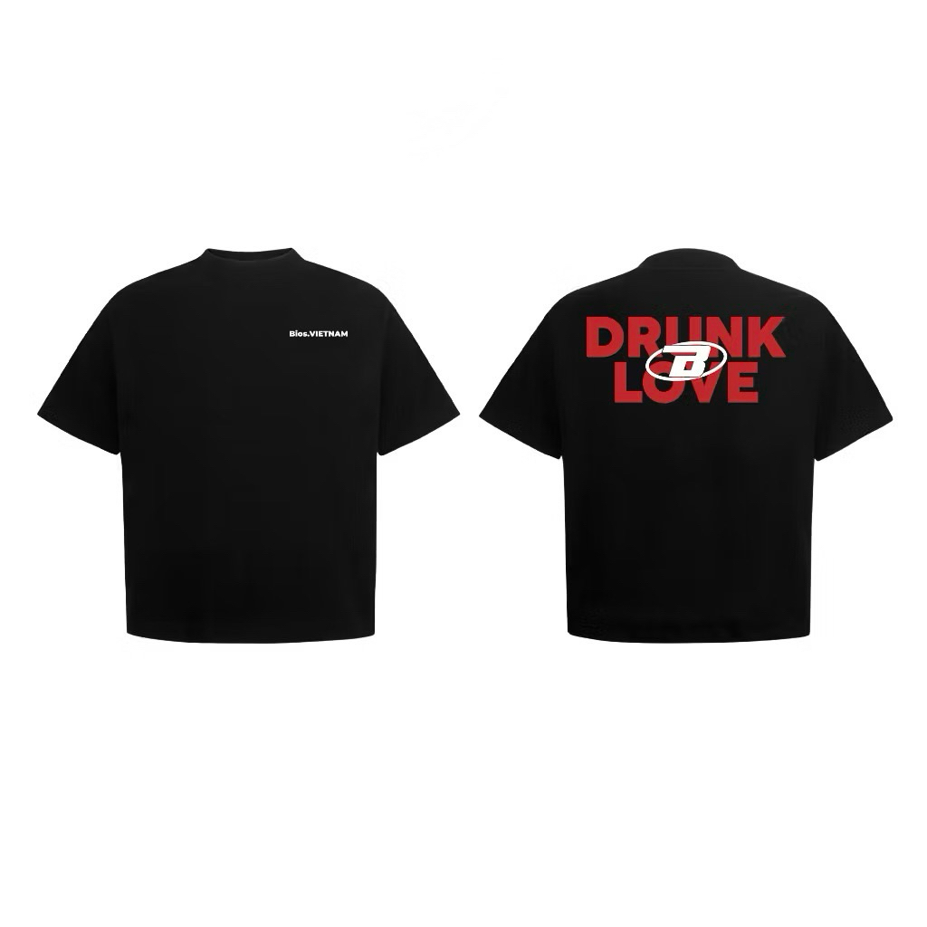 (Cao Cấp) Áo Thun Boxy DRUNK LOVE BIOS Unisex Chất Cotton Dày Dặn - Clothings VN