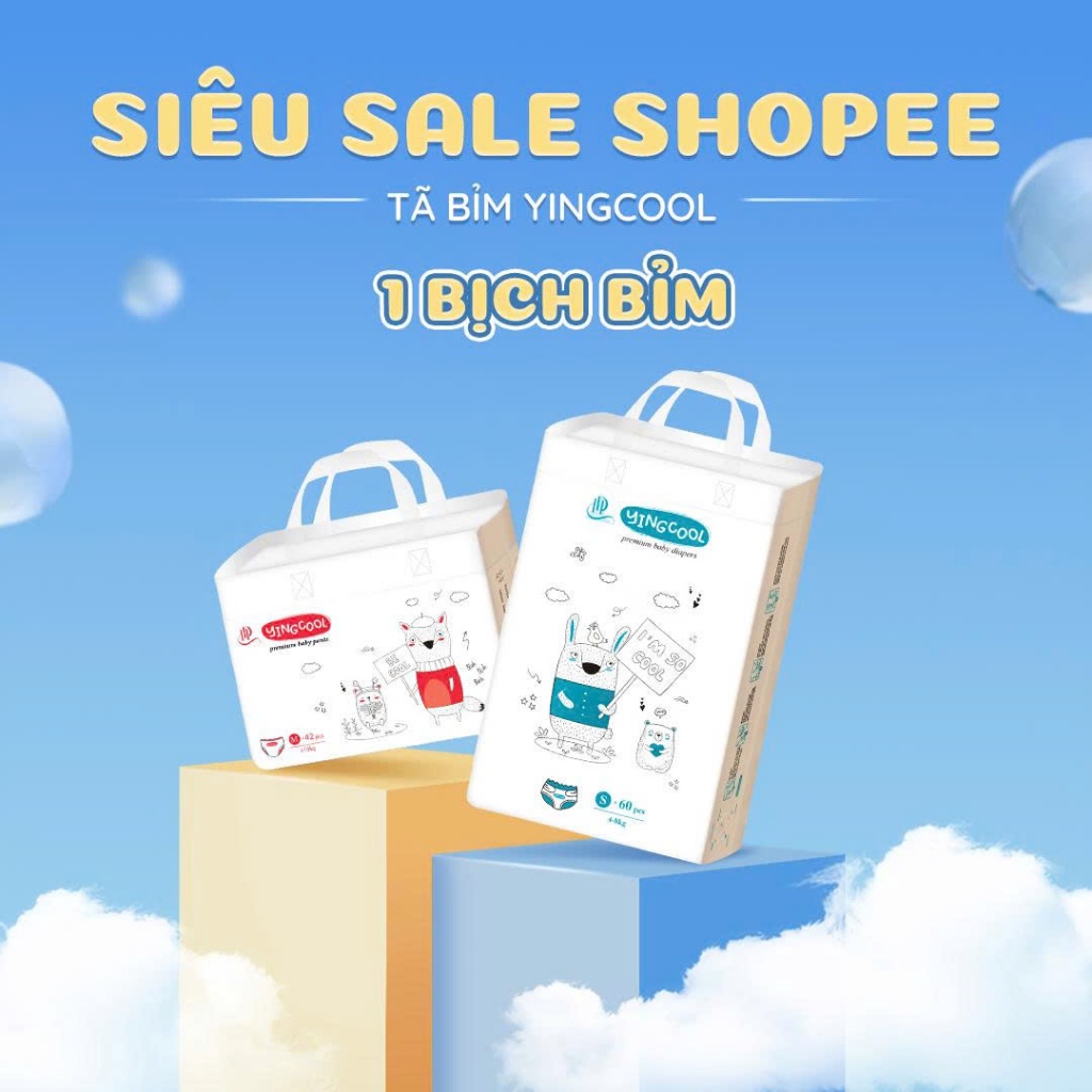 01 Bịch Bỉm Yingcool Full Size NB32/DS60/DM56/QM50/L48/XL44/XXL42/XXXL40