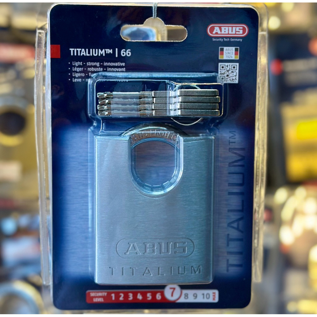 ABUS 66CSTI/60 KHOÁ ABUS TITALIUM CHỐNG CẮT 60MM 66CSTI/60 CÓ 4 CHÌA CAO CẤP,CHỐNG CƯA CẮT