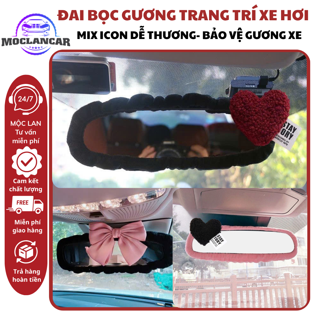 Đai Bọc Gương Chiếu Hậu Xe Ô Tô Nhiều Mẫu Dễ Thương Trang Trí Nội Thất Xe Sinh Động
