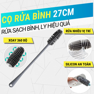 Cọ rửa bình ly silicon đầu cọ 360 độ dài 27cm, cây rửa ly rửa sạch vết bẩn, nhỏ gọn tiện lợi - dụng cụ rửa cốc Yêu Bếp