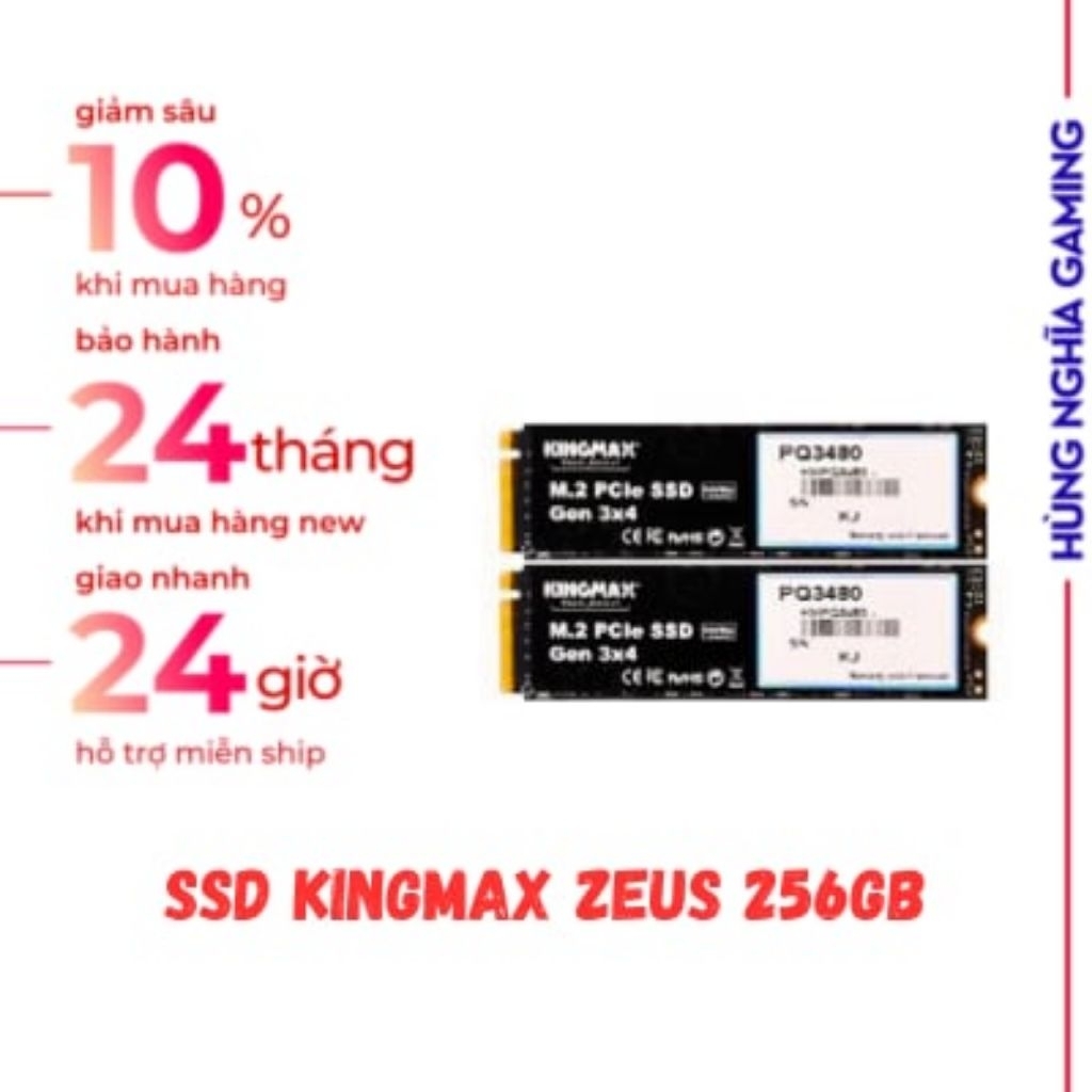 SSD KINGMAX Zeus 256GB PQ3480 (NVMe PCIe Gen3x4) hàng cũ bảo hành 6 tháng.