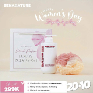  Sét quà sữa tắm trắng da senanature 500ml hương thơm lâu sang trọng dưỡng ẩm thư giãn  tặng  