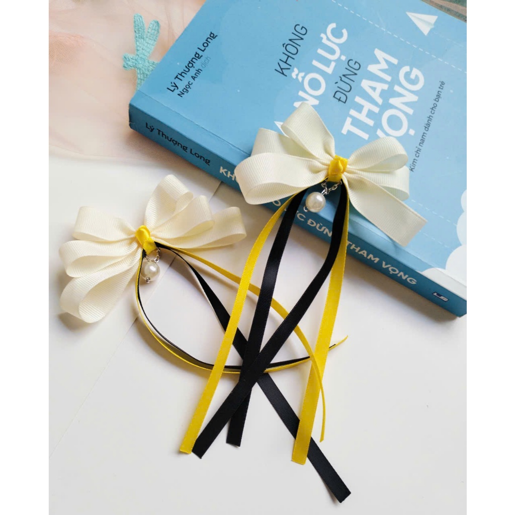 [ Hàng Thủ công] set 2 kẹt Tóc/Cột Tóc nơ gân cho bé gái ( hình thật).