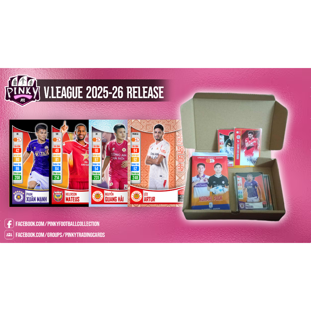 [PINKY] Set thẻ bài bóng đá theo CLB (18 thẻ) V.League 2025-26