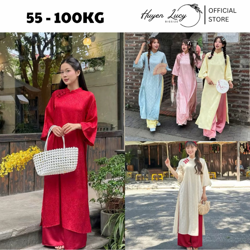 [BST TẾT 2026] ÁO DÀI CƠ UYỂN áo dài tết bigsize nữ vải lụa cao cấp mềm mại dịu dàng mặc đi chụp ảnh Huyền Lucy Bigsize | BigBuy360 - bigbuy360.vn