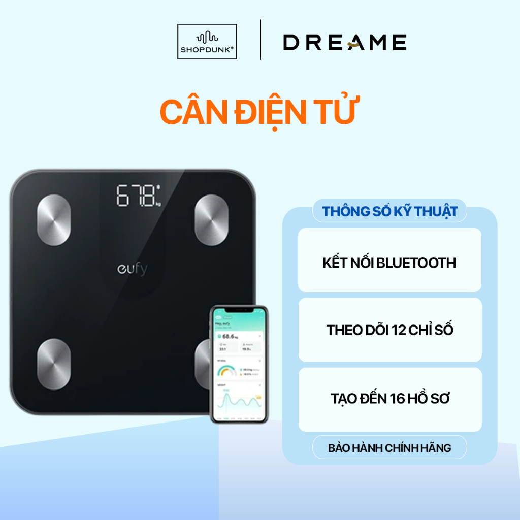 [Quà Tặng] Cân điện tử thông minh Eufy A1 Đen
