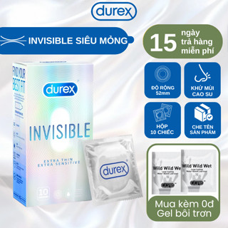 Bao Cao Su Durex Invisible Siêu Mỏng Nhiều Gel Bôi Trơn Hàng Chính Hãng Hộp 10 Chiếc