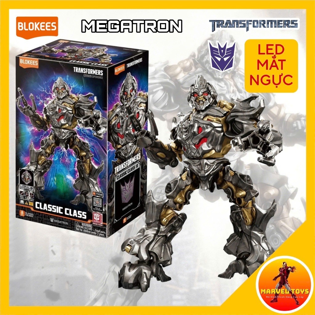 Mô Hình Megatron B.L.O.K.E.E.S Transformation Classic Class 10 Có LED Model Kit Lắp Ráp