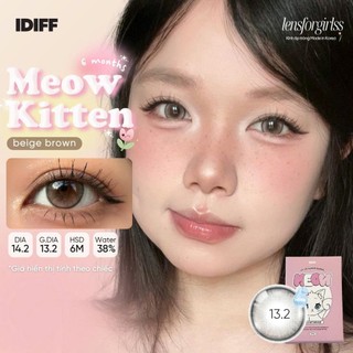  Lens Nâu | Kính áp tròng GIÃN TRÒNG MEOW KITTEN BEIGE  6m  chính hãng IDIFF KOREA | Lens cận | LENSFORGIRLSS 