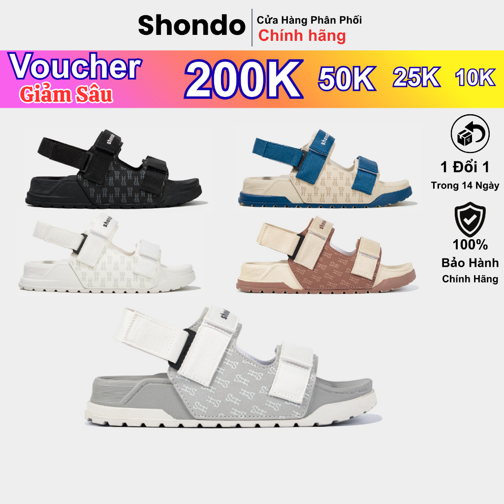Sandals SHONDO nam nữ Sandal đi học đi chơi Platy 2 Êm Nhẹ Thời Trang Đế Cao 4Cm Sandal đế bằng Quai