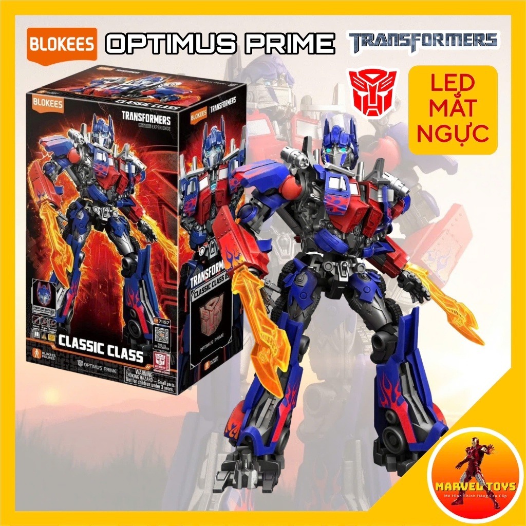 Mô Hình Optimus Prime Blokees Transformers Classic Class 09 Có LED Model Kit Lắp Ráp