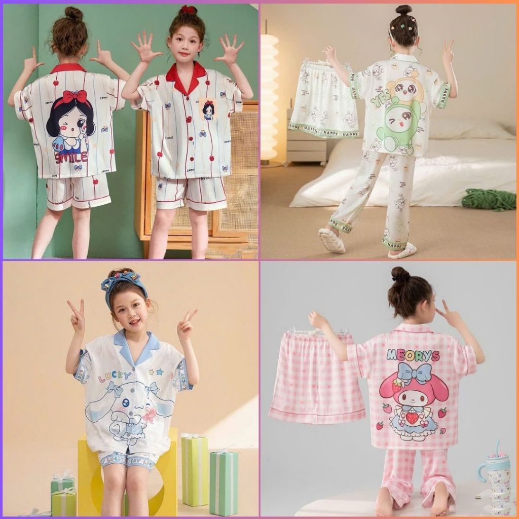 [08-45kg]Đồ Bộ Pijama cho bé 14-45kg, trẻ em, vải lụa Latin Siêu Xinh