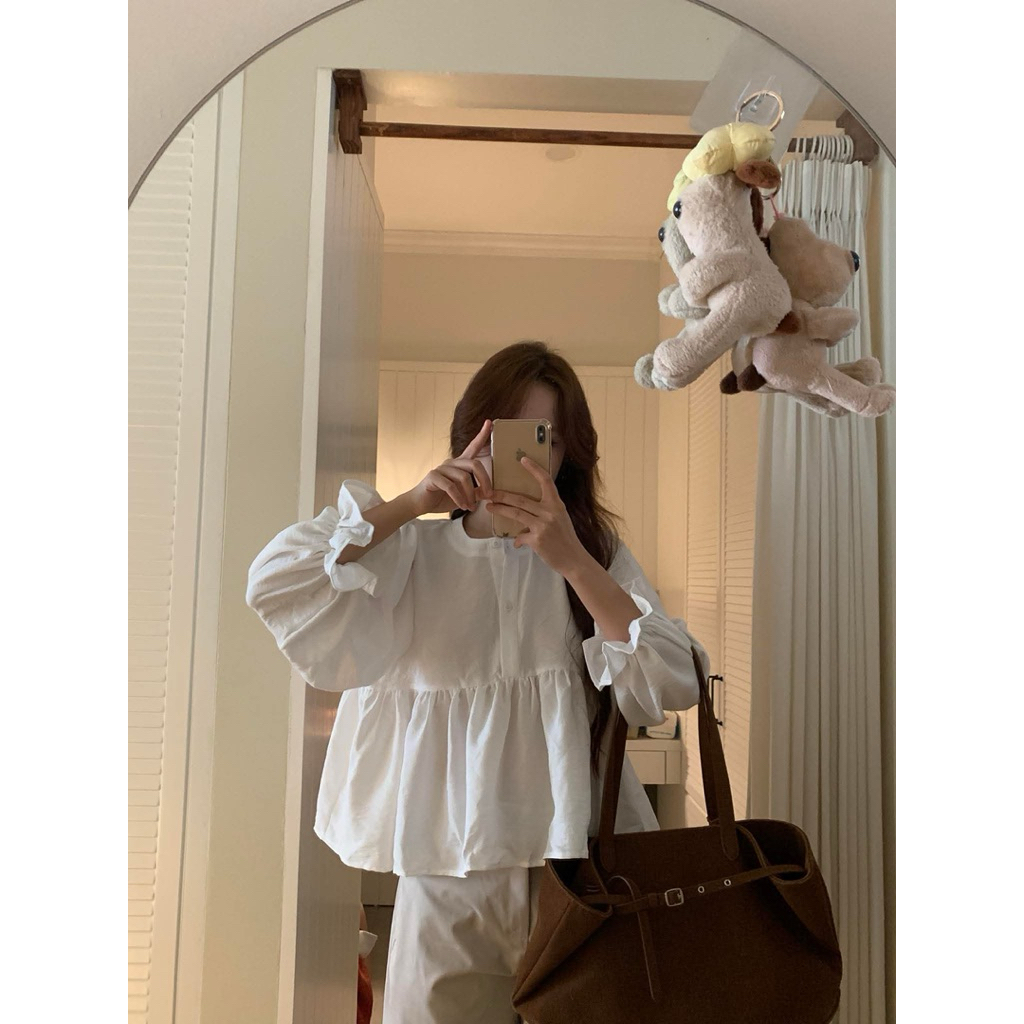 Áo babydoll cổ khuy tay bèo A3048 Nana21 Nanastore21 Nữ Woman | BigBuy360 - bigbuy360.vn