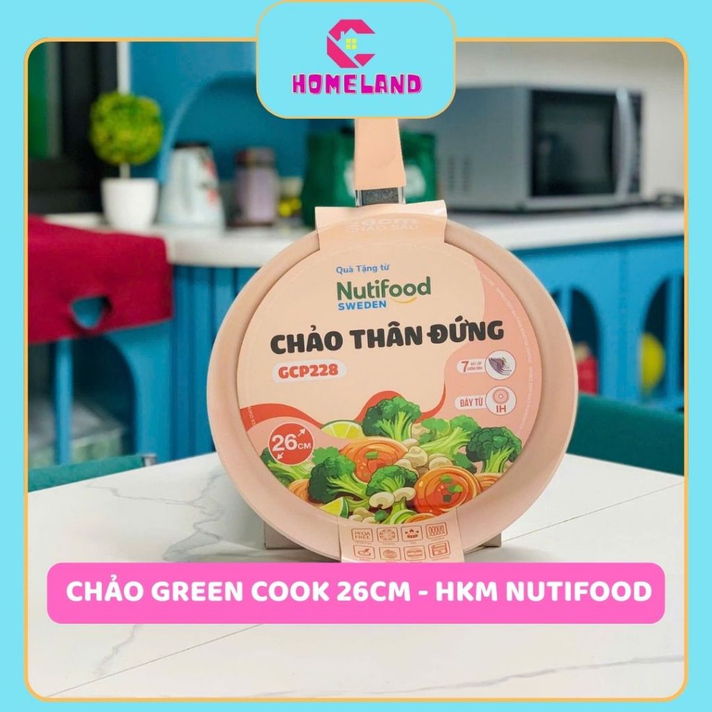 HOMELAND CHẢO ĐÚC CERAMIC 26CM GREEN COOK