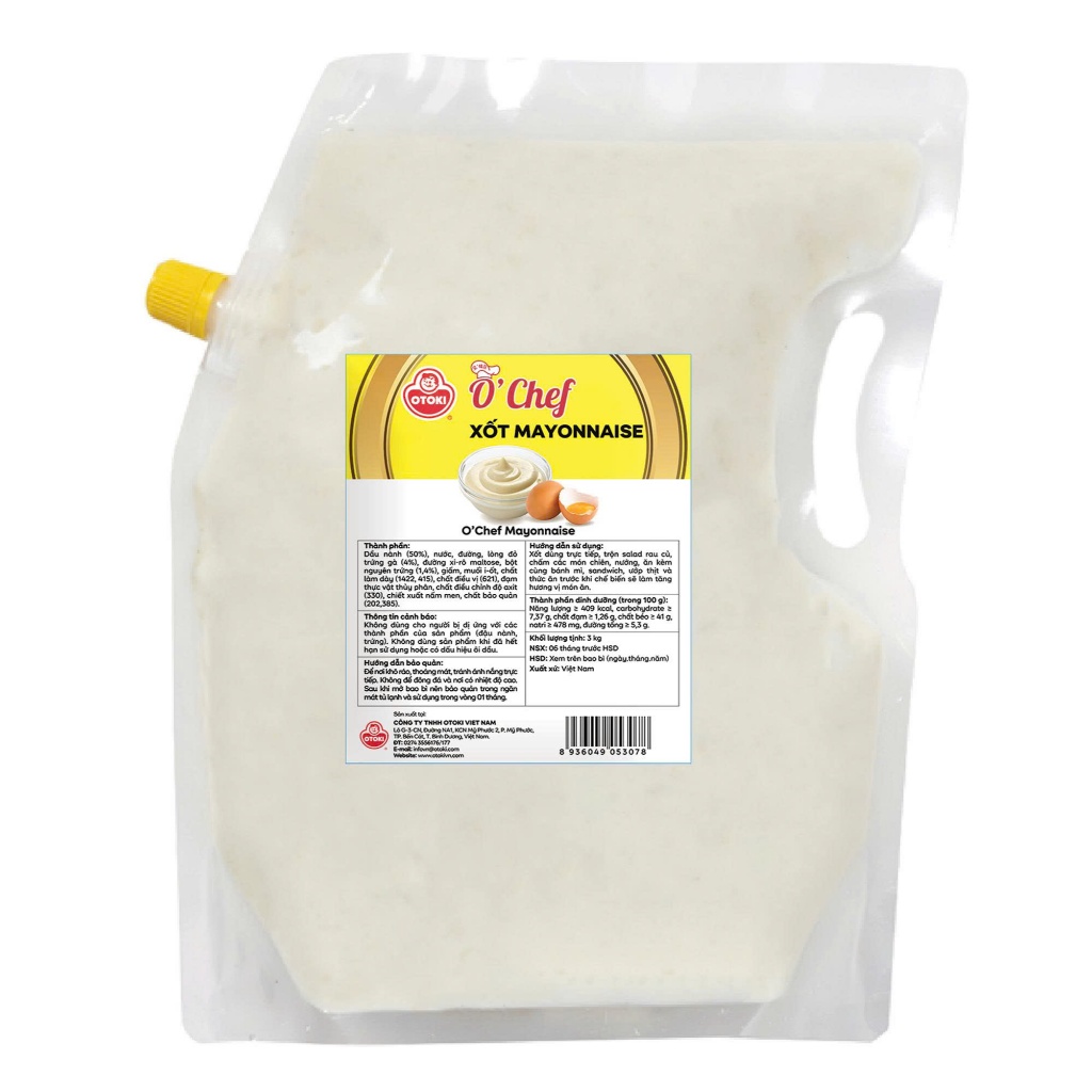 [SIÊU BÉO NGẬY] Sốt Mayonnaise O'Chef OTOKI - Xốt Mayonnaise Đa Năng Cho Salad, Bánh Mì, Đồ Chiên