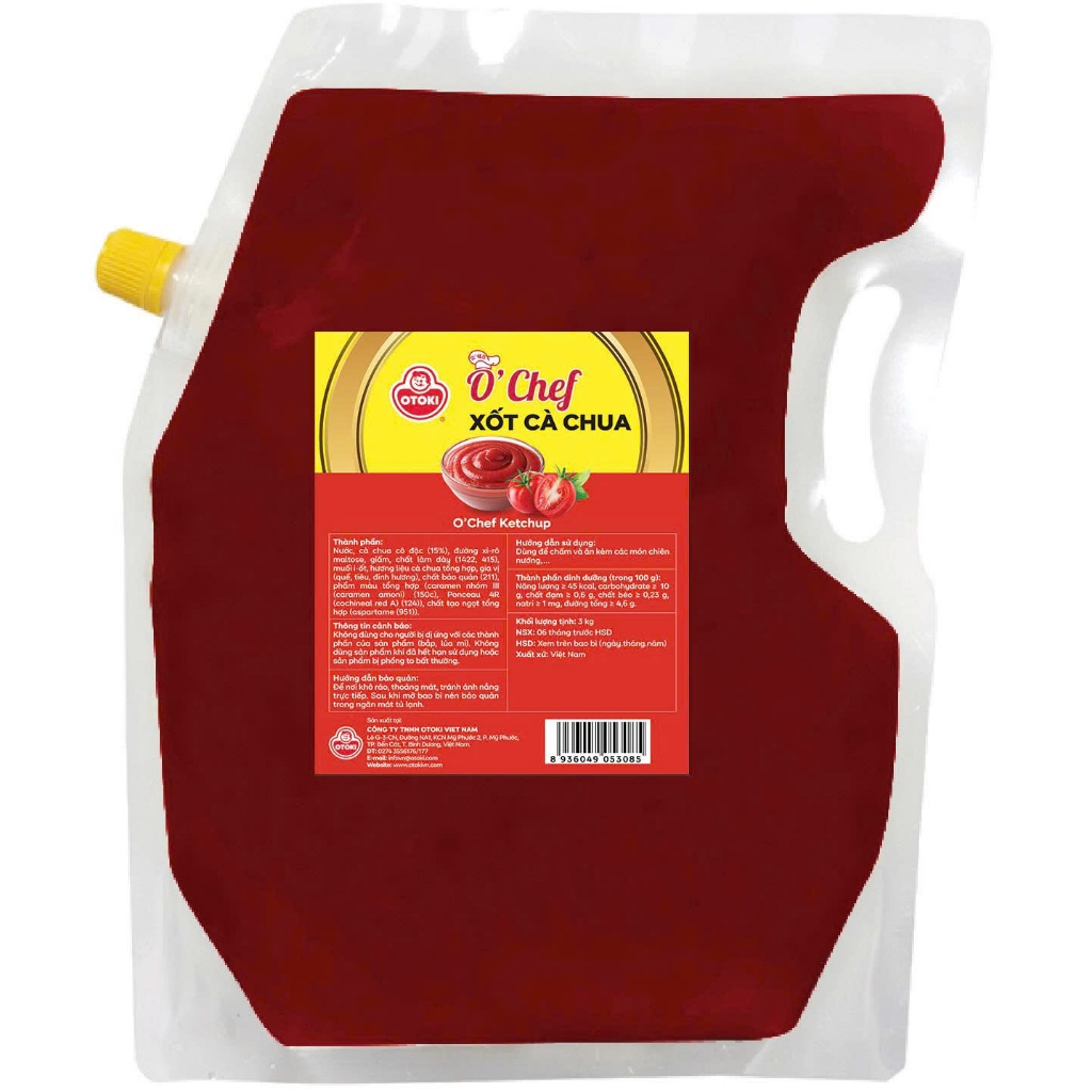 [GIÁ SỈ CỰC TỐT] Tương Cà O'Chef OTOKI Ottogi 3KG - Tương Cà Chua Đậm Đà Cho Quán Gà Rán, Pizza, Khoai Tây Chiên