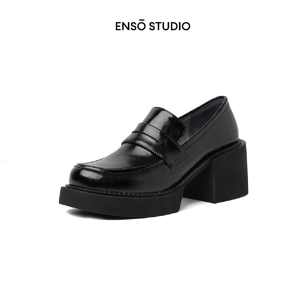 ENSo - Giày Loafer nữ SPINEL da thật màu đen 6,5cm