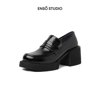  ENSo - Giày Loafer nữ SPINEL da thật màu đen 6,5cm 