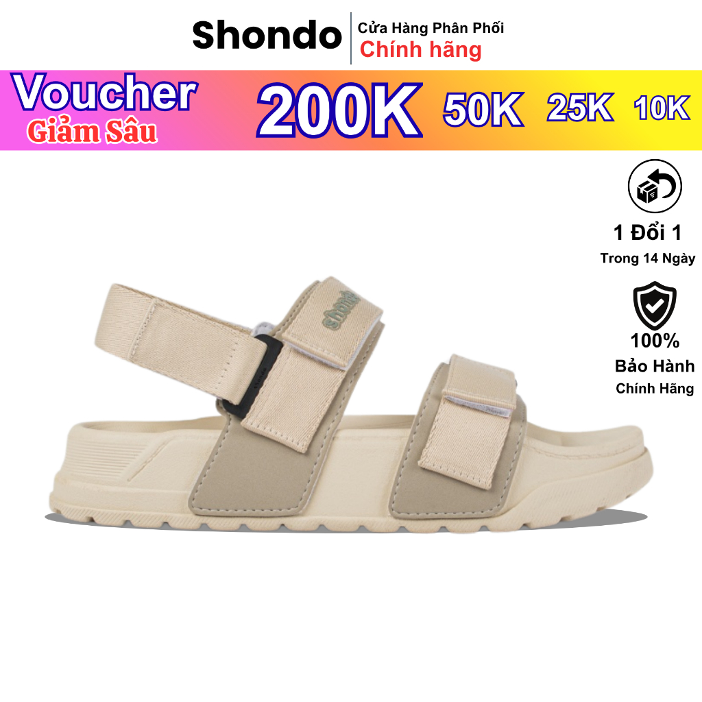 Giày sandal Shondo nam nữ Platy 2 be phối rêu PLA2545